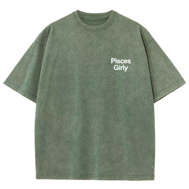 Pisces Girly Unisex Fit Washed Oversized T-Shirt