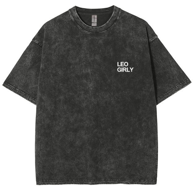 Leo Girly Unisex Fit Washed Oversized T-Shirt