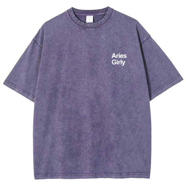 Aries Girly Unisex Fit Washed Oversized T-Shirt