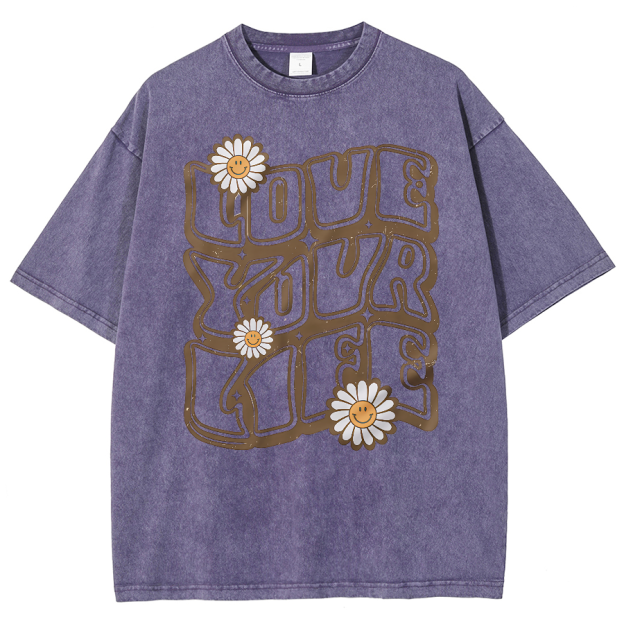 Love Your Life Unisex Fit Washed Oversized T-Shirt
