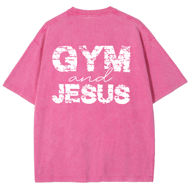Gym And Jesus Unisex Fit Washed Oversized T-Shirt