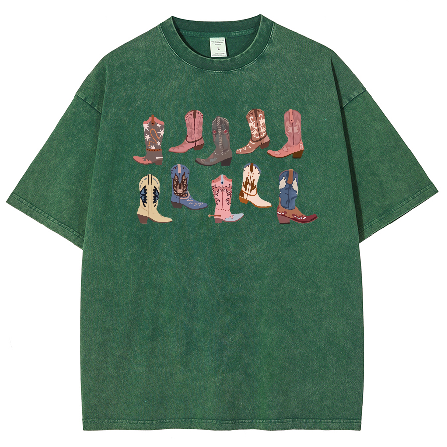 Cowgirl Boots Washed Oversized T-Shirt
