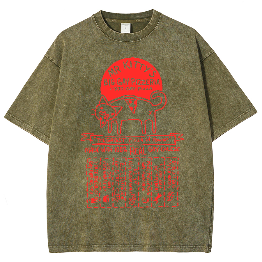 Big Gay Pizzaria Unisex Fit Washed Oversized T-Shirt