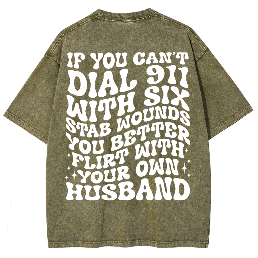 Dial 911 Unisex Vintage Washed Short Sleeve T-Shirt
