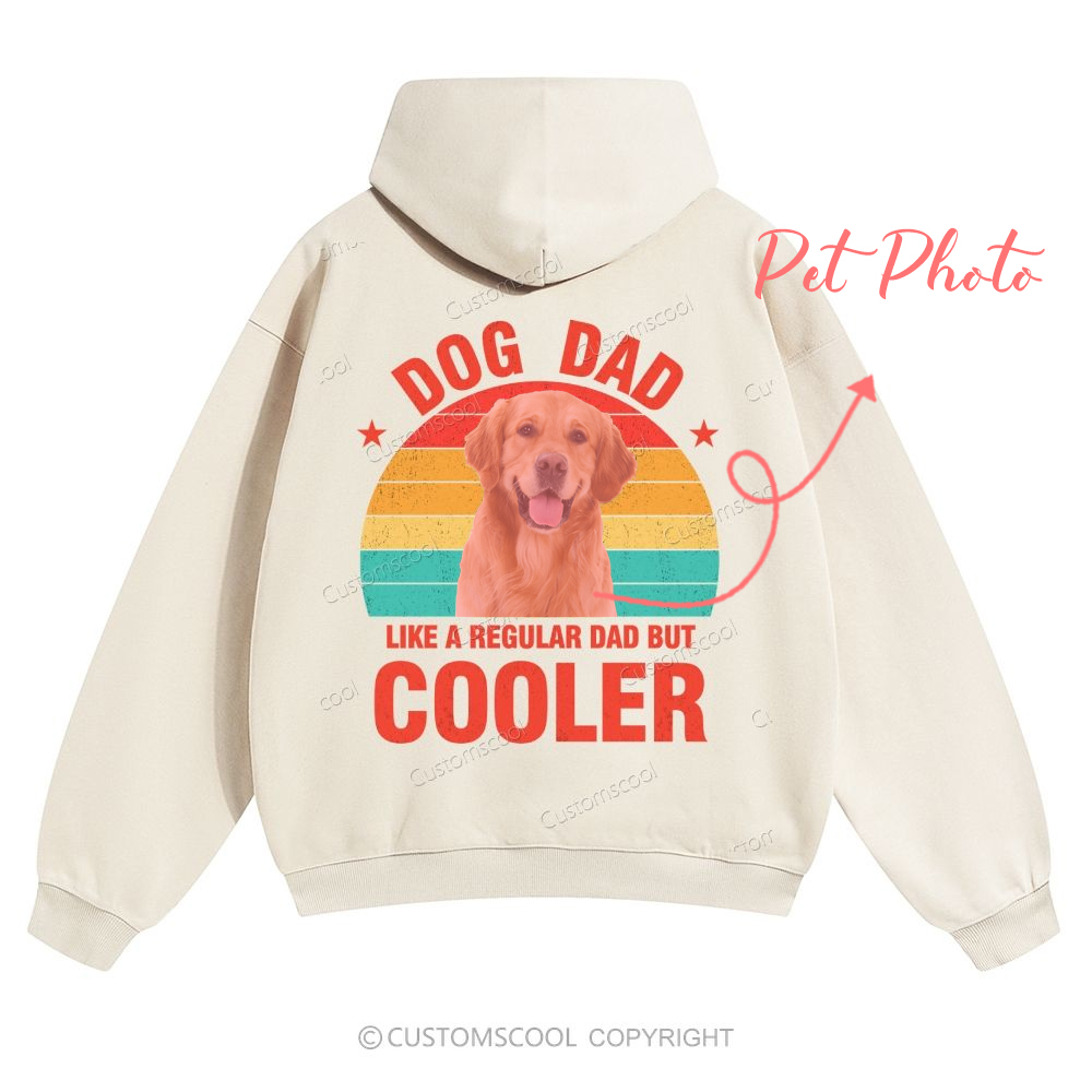Addcustom Pet Photo .Dog Dad Like A Regular Dad But Cooler Solid Color Hoodie