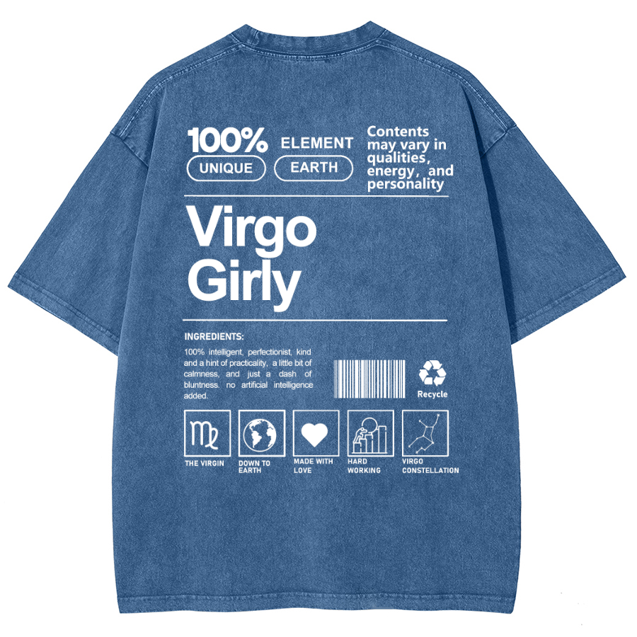 Virgo Girly Unisex Fit Washed Oversized T-Shirt