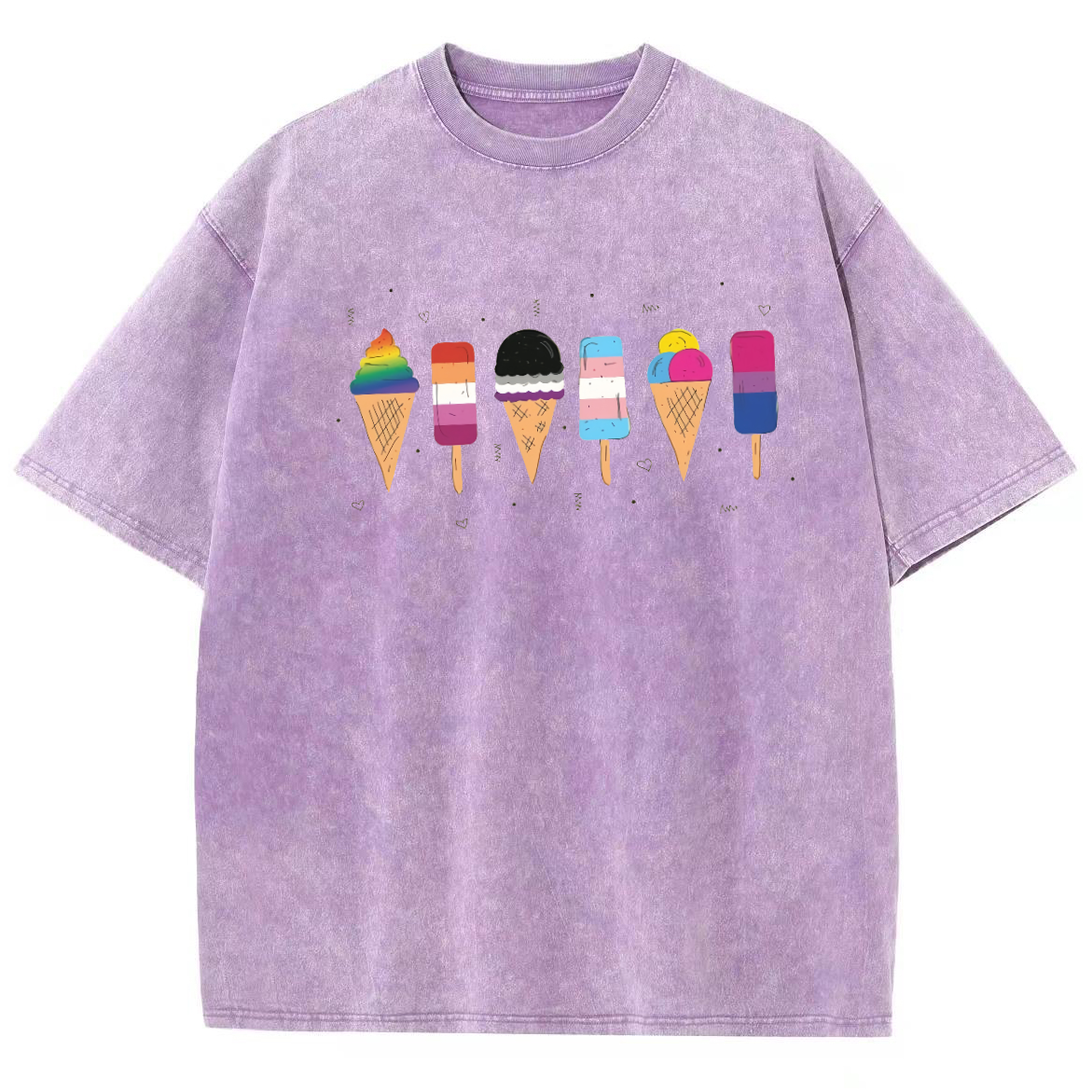 Pride Ice Cream Unisex Fit Washed Oversized T-Shirt