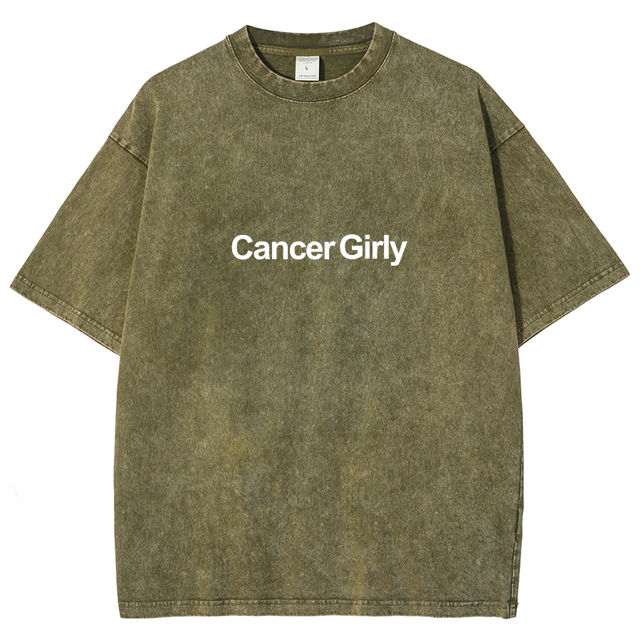 Cancer Girly Unisex Fit Washed Oversized T-Shirt