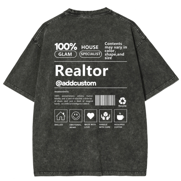 Realtor Vintage Snowflake Washed T-Shirt Customscool