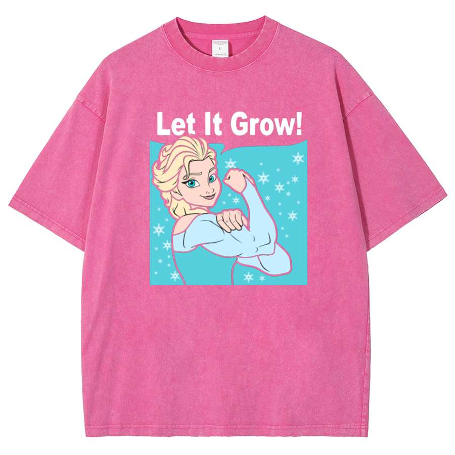 Funny Gym Elsa Let It Grow Unisex Washed T-Shirt