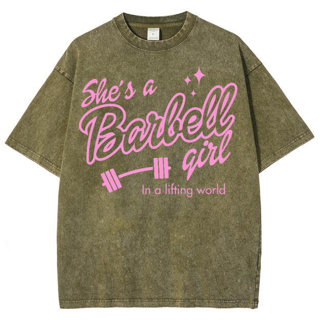 She Is A Barbell Qite Unisex Fit Washed Oversized T-Shirt