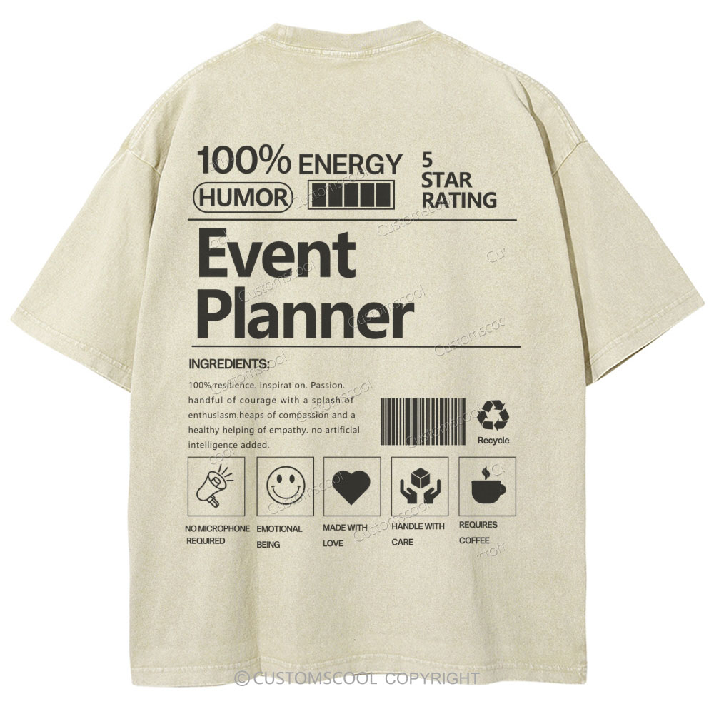 Event Planner Unisex Fit Washed T-Shirt Customscool