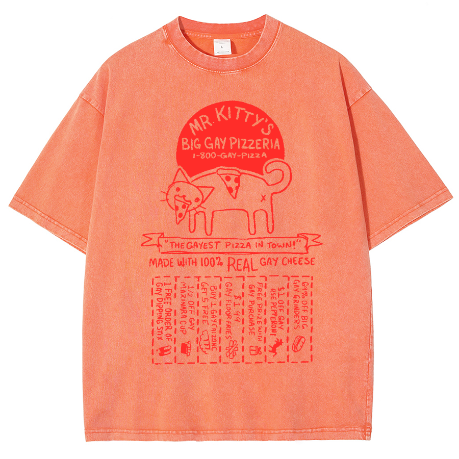 Big Gay Pizzaria Unisex Fit Washed Oversized T-Shirt