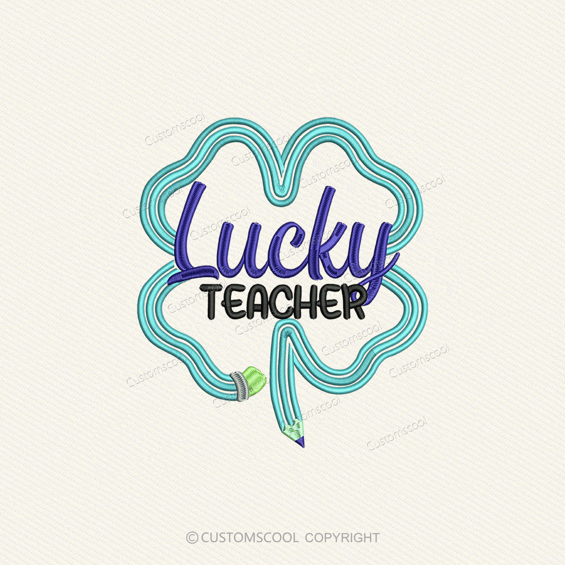 Lucky Teacher Embroidered Unisex Fit Washed T-Shirt