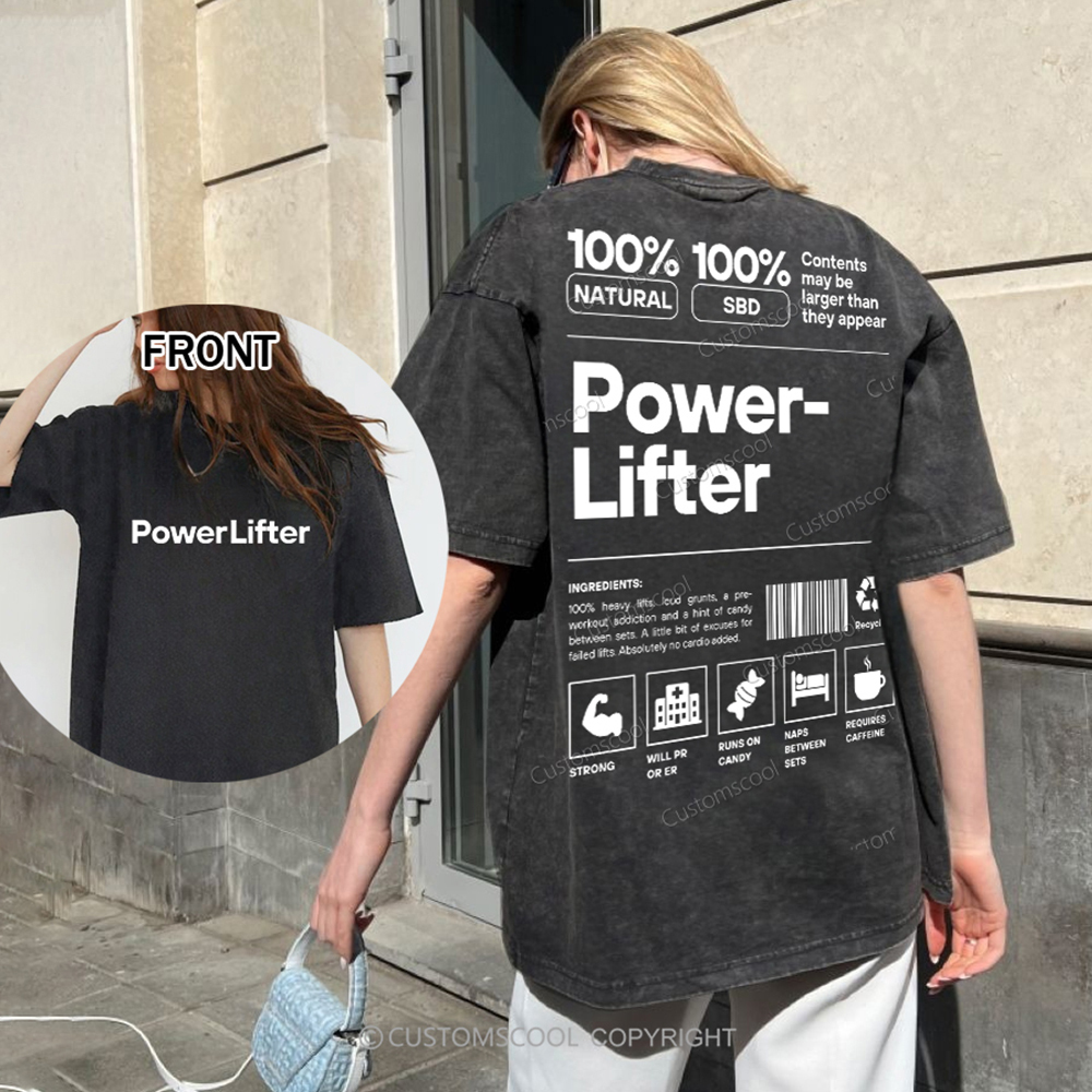 Power Lifter Washed T-shirt Customscool