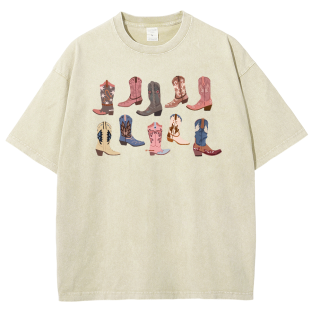 Cowgirl Boots Washed Oversized T-Shirt