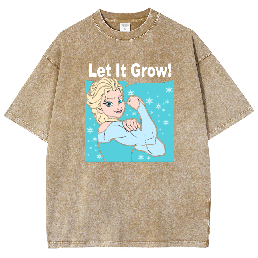 Funny Gym Elsa Let It Grow Unisex Washed T-Shirt