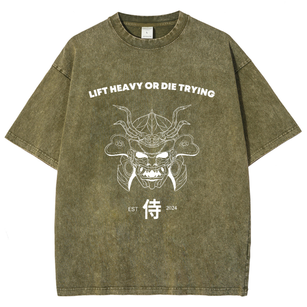 Lift Heavy Or Die Trying Unisex Fit Washed Oversized T-Shirt
