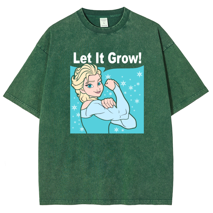 Funny Gym Elsa Let It Grow Unisex Washed T-Shirt