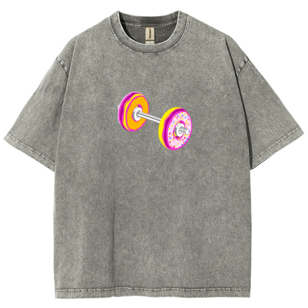 Barbell Donuts Unisex Washed T-Shirt