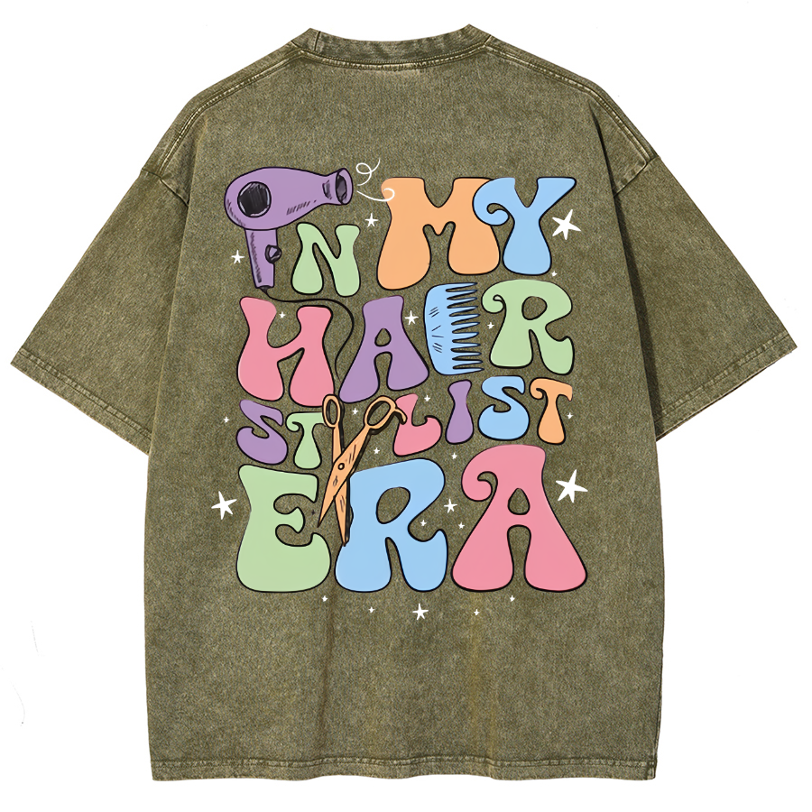 In My Hair Stylist Era Unisex Fit Washed T-Shirt