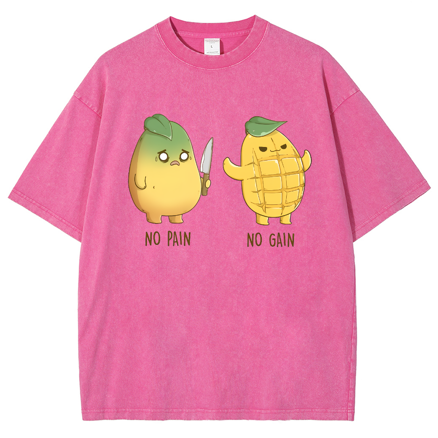 No Pain No Gain Unisex Fit Washed Oversized T-Shirt