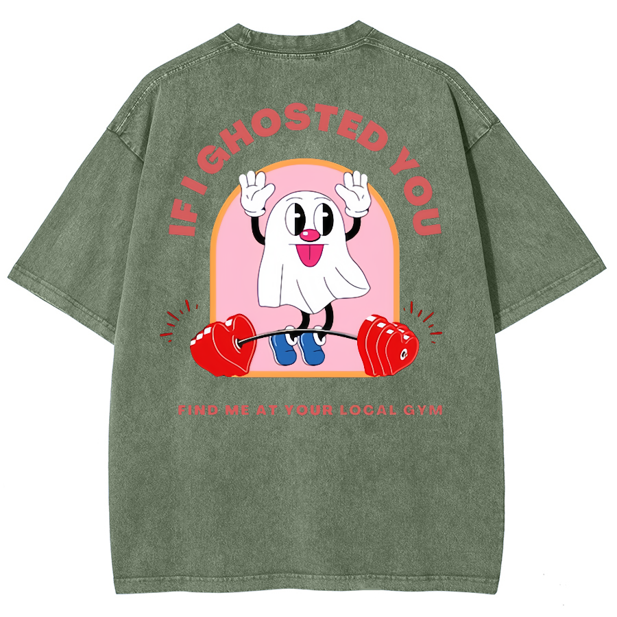 Ghostin at the Gym Unisex Fit Washed Oversized T-Shirt