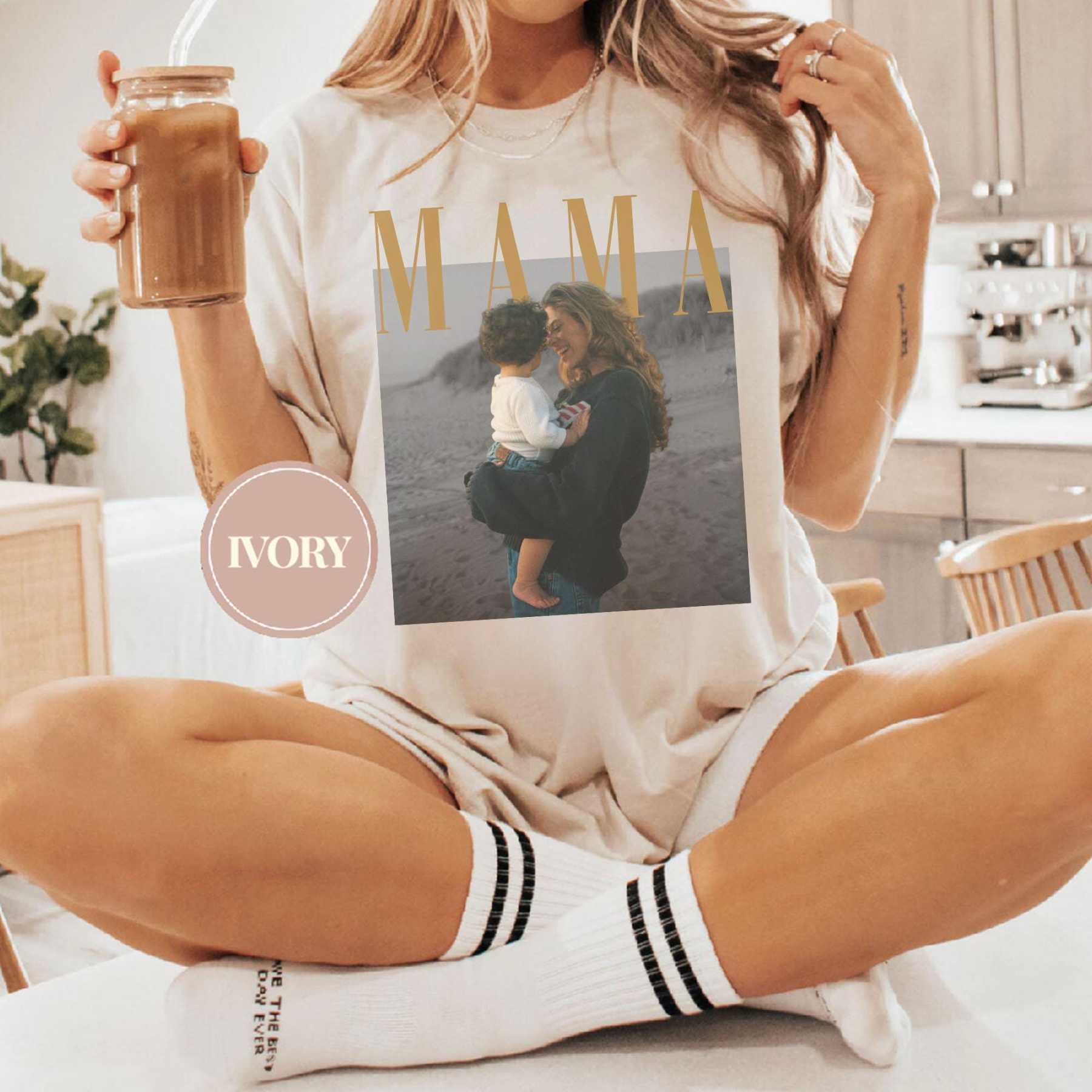 Mama Addcustom Photo And Title Unisex Fit Washed T-Shirt