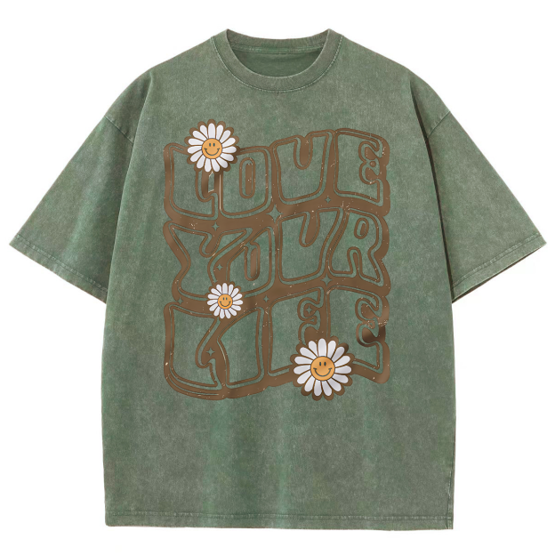 Love Your Life Unisex Fit Washed Oversized T-Shirt