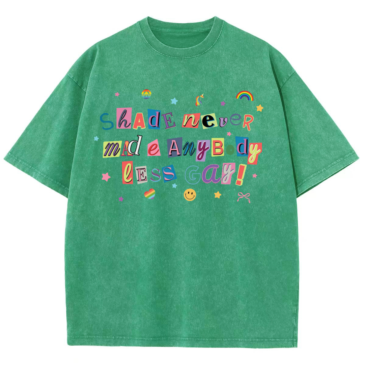 Shade Never Made Anybody Less Gay Unisex Fit Washed Oversized T-Shirt