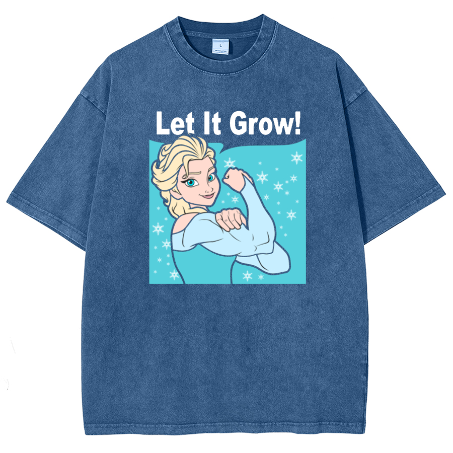 Funny Gym Elsa Let It Grow Unisex Washed T-Shirt