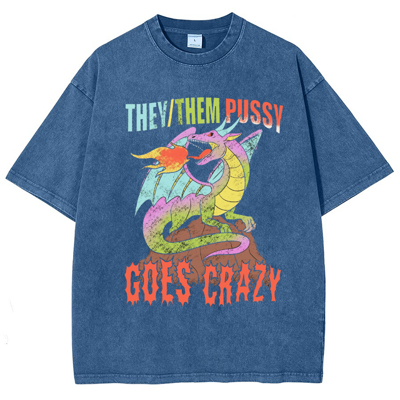 Them Pussy Goes Crazy Vintage Snowflake Washed T-Shirt