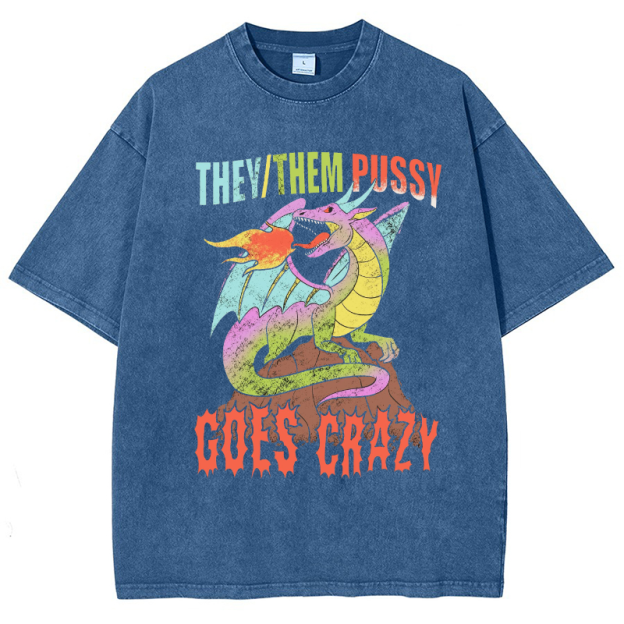 Them Pussy Goes Crazy Vintage Snowflake Washed T-Shirt