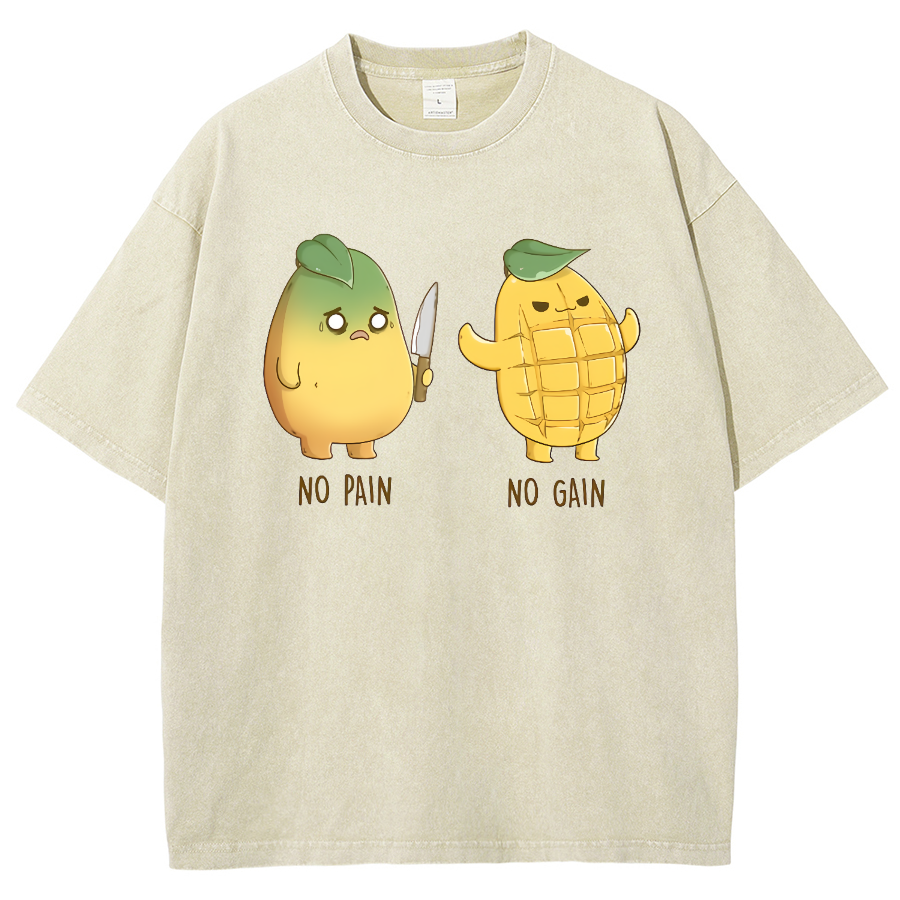 No Pain No Gain Unisex Fit Washed Oversized T-Shirt