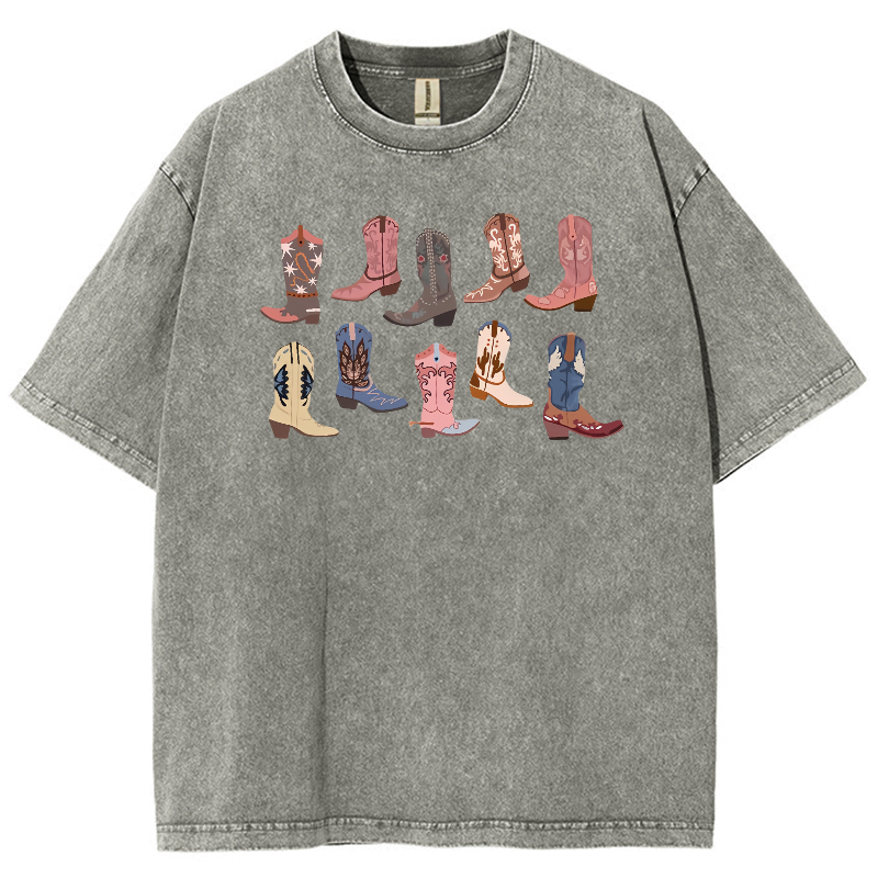 Cowgirl Boots Washed Oversized T-Shirt