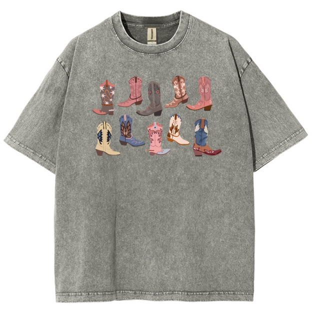 Cowgirl Boots Washed Oversized T-Shirt