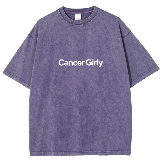 Cancer Girly Unisex Fit Washed Oversized T-Shirt