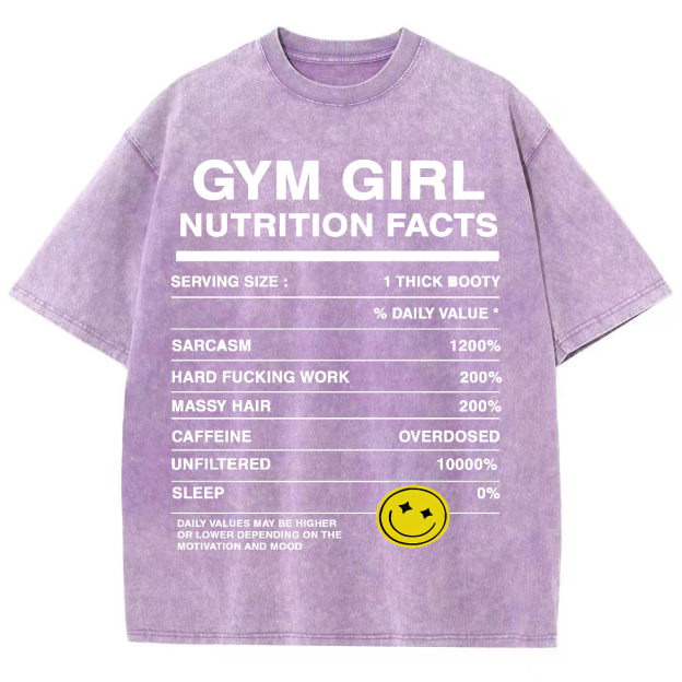 Gym Girly Nutrition Facts Unisex Fit Washed Oversized T-Shirt