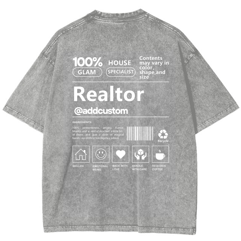 Realtor Vintage Snowflake Washed T-Shirt Customscool