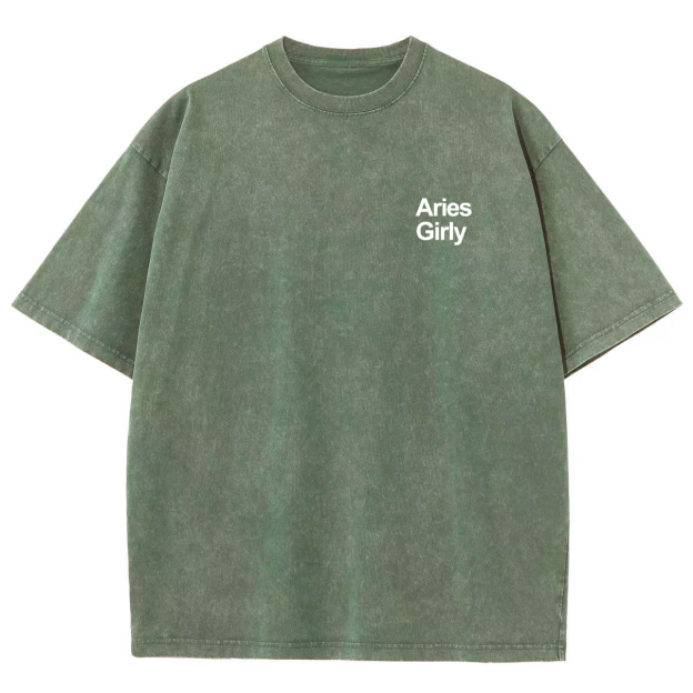 Aries Girly Unisex Fit Washed Oversized T-Shirt
