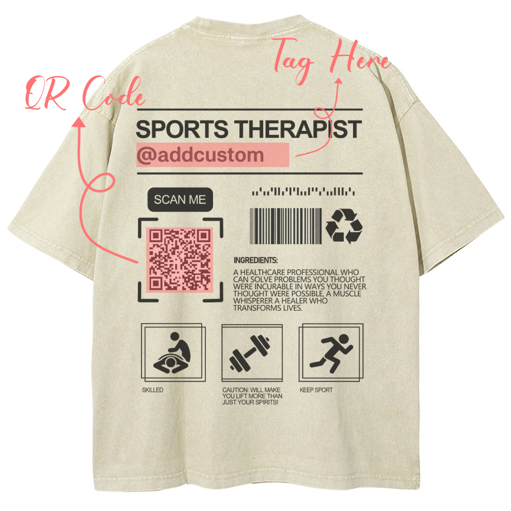 SPORTS THERAPY Addcustom QR Code Name Unisex Fit Washed T-Shirt