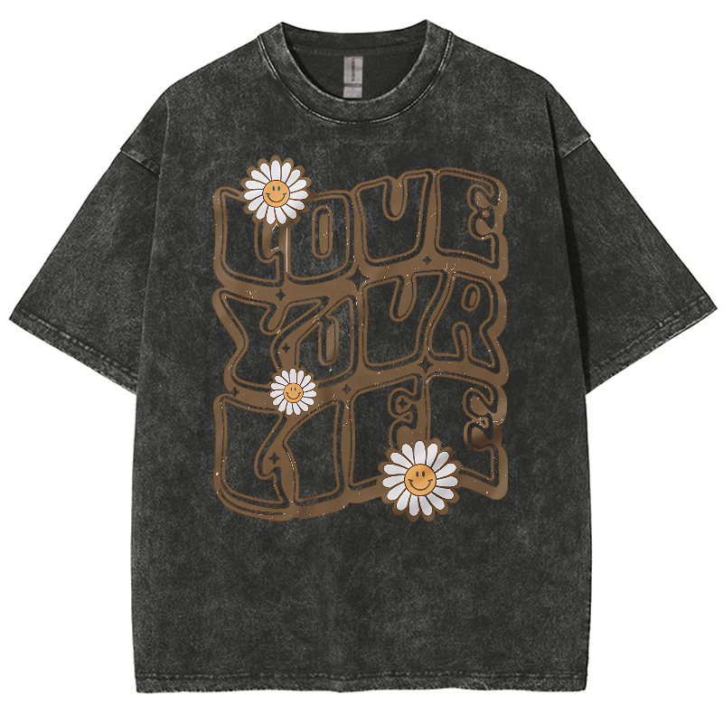 Love Your Life Unisex Fit Washed Oversized T-Shirt