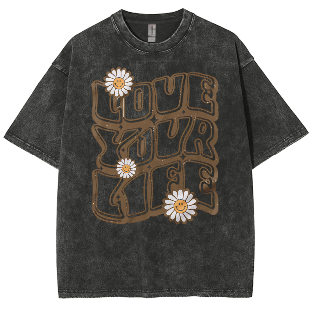 Love Your Life Unisex Fit Washed Oversized T-Shirt