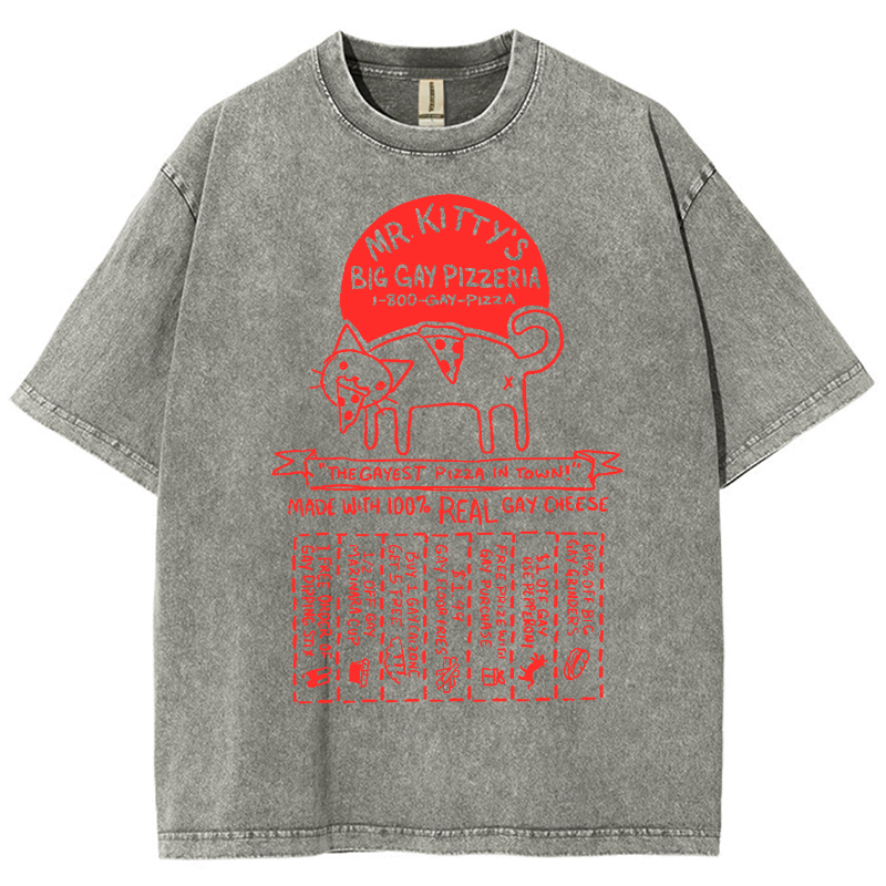 Big Gay Pizzaria Unisex Fit Washed Oversized T-Shirt