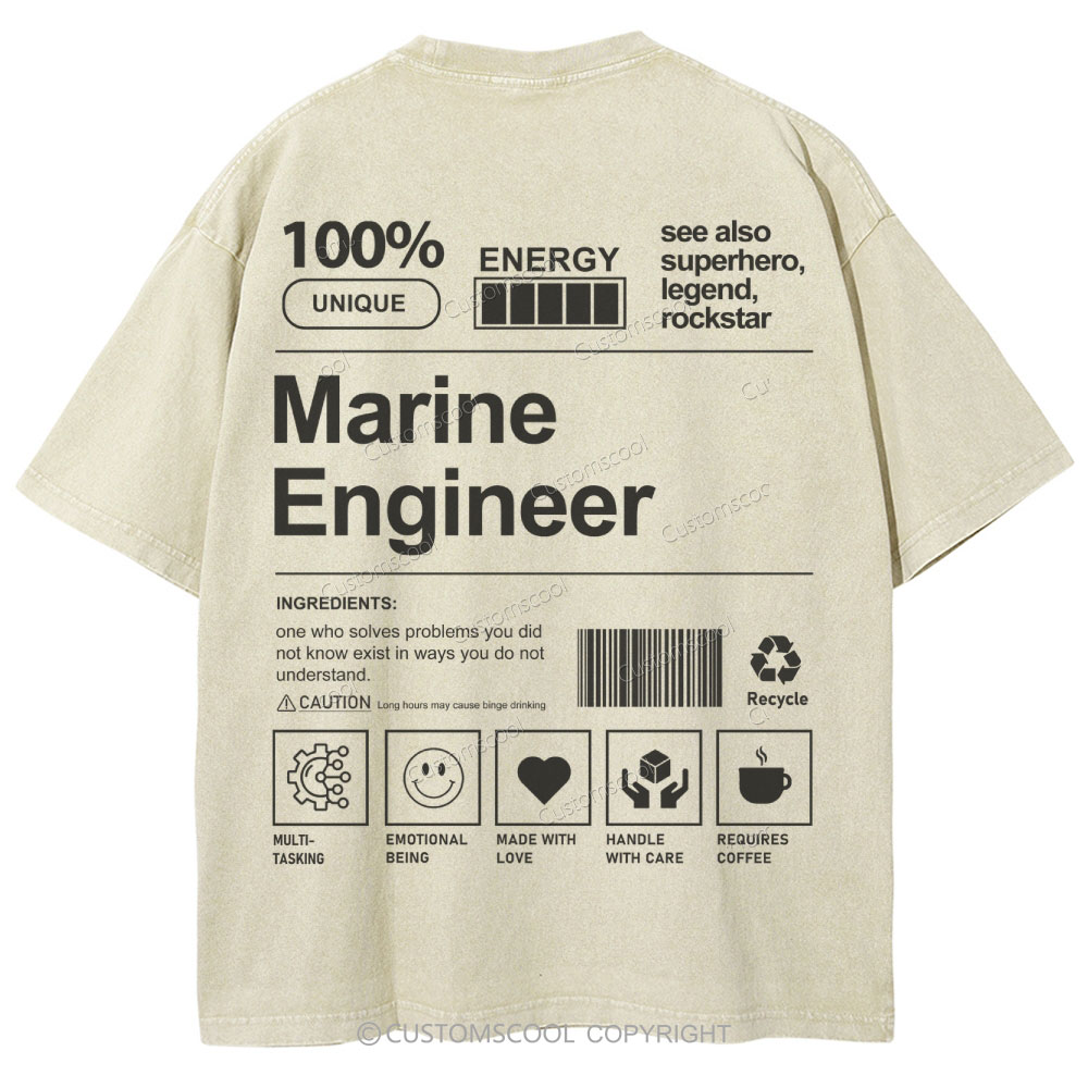 marine engineer Unisex Fit Washed T-Shirt Customscool