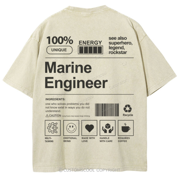 marine engineer Unisex Fit Washed T-Shirt Customscool
