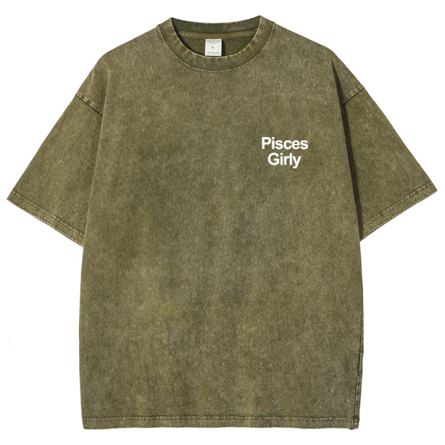 Pisces Girly Unisex Fit Washed Oversized T-Shirt