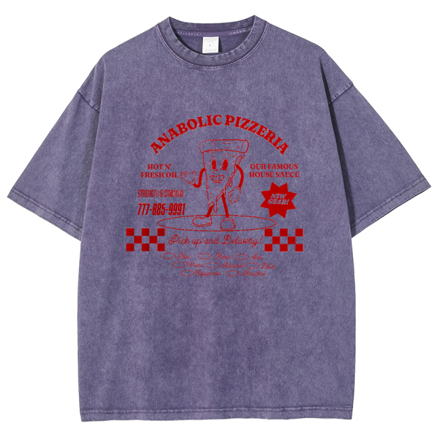 Anabolic Pizza Unisex Washed Oversized T-Shirt