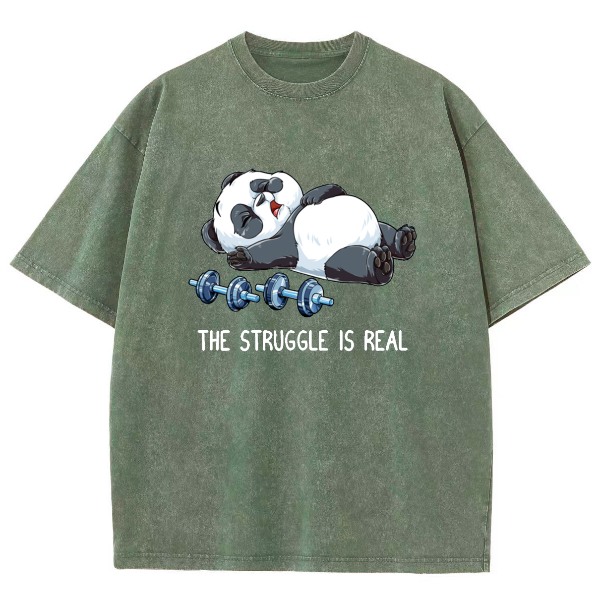 Panda Gym Weightlifting Fitness Washed T-shirt