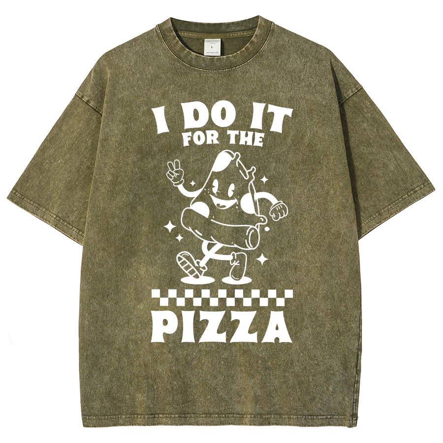 I Do It For The Pizza Unisex Fit Washed T-Shirt